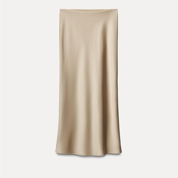 NWT ZARA Elegant Tan Satin Skirt - Picture 7 of 7